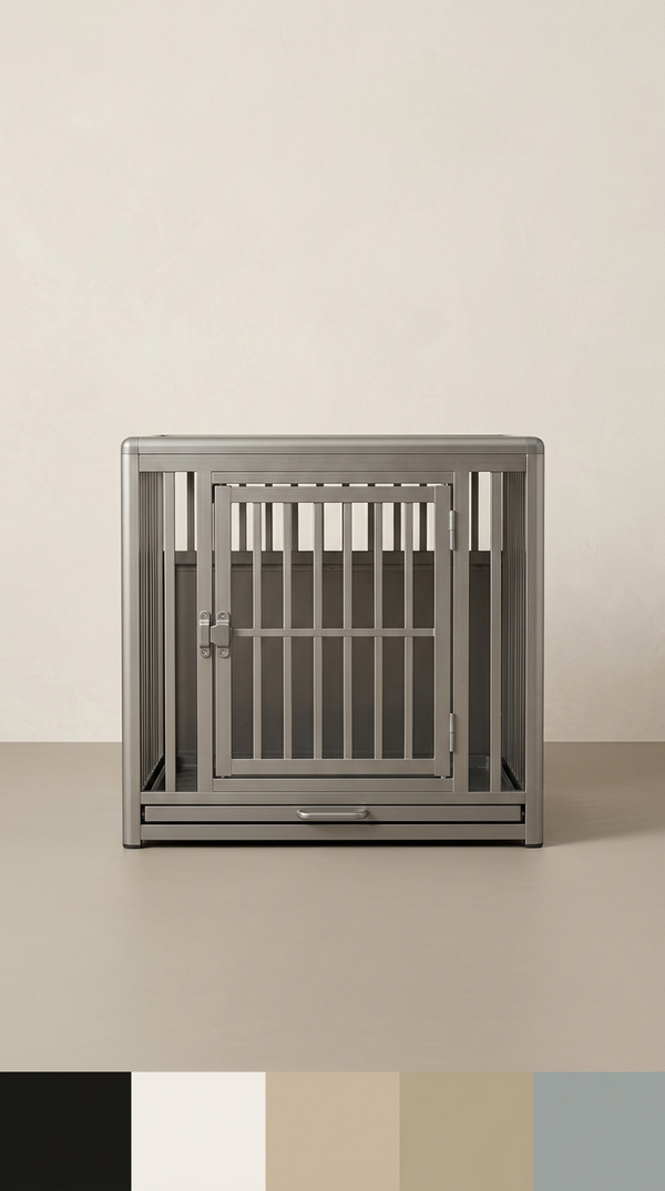 Pewter Travel Dog Crate — illustrative sample